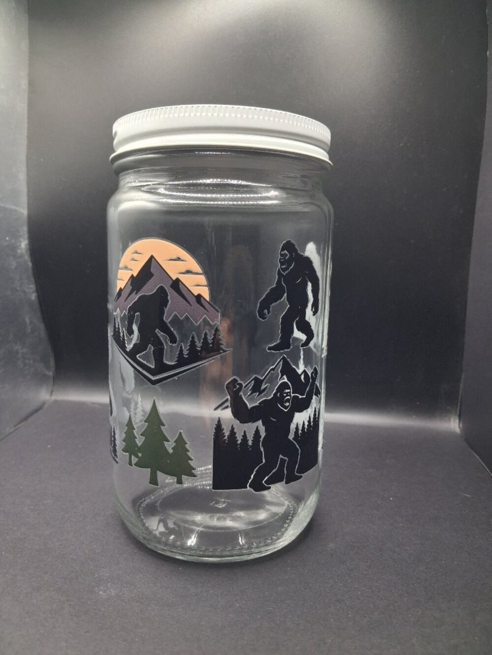 Bigfoot Sasquatch 32oz Glass Storage Jar White